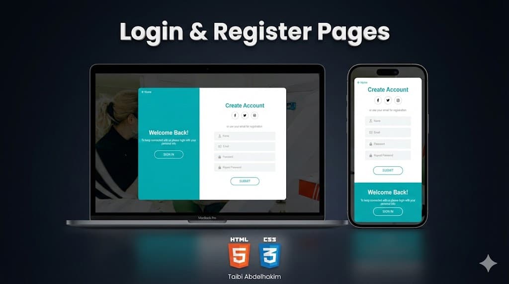 Screenshot of Login and Register Pages